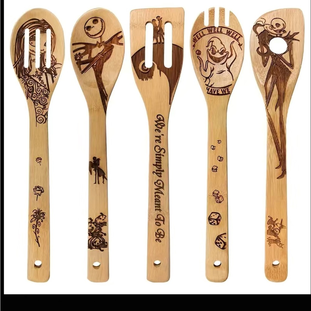 5pcs/set, Nightmare Idea Burned Bamboo Kitchen